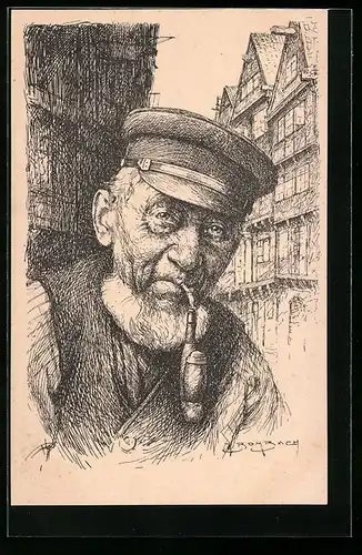 Künstler-AK Typischer Hamburger Segelmacher