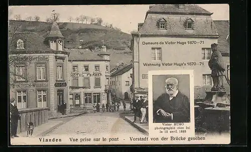 AK Vianden, Portrait & Wohnung des Dichters Victor Hugo, Hotel Ferber