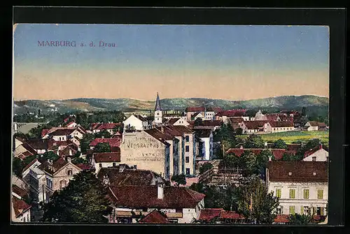 AK Marburg a. d. Drau, Totale aus der Vogelschau