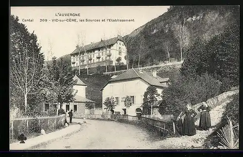 AK Vic-sur-Cère, les Sources et l'Etablissement