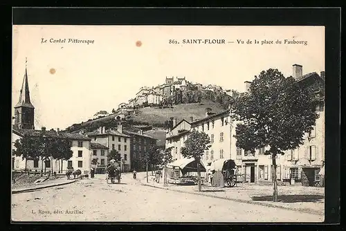 AK Saint-Flour, Vue de la place du Faubourg