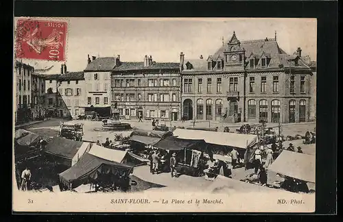 AK Saint-Flour, la Place et la Marché