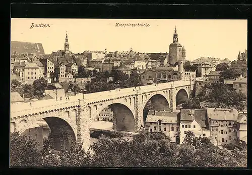 AK Bautzen, Teilansicht mit Kronprinzenbrücke