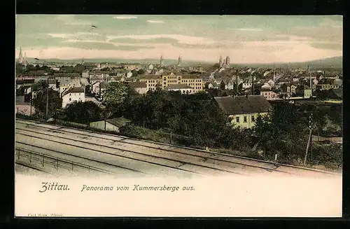 AK Zittau, Panorama vom Kummersberge aus gesehen