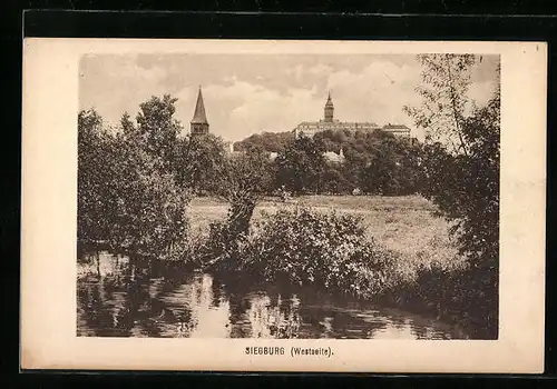 AK Siegburg, Landschaftsbild mit Blick zum Kloster