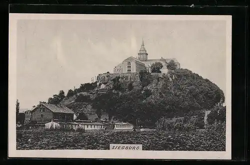 AK Siegburg, Teilansicht mit Kloster auf dem Michaelsberg