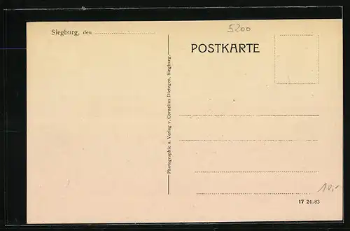 AK Siegburg, Teilansicht mit Kloster auf dem Michaelsberg