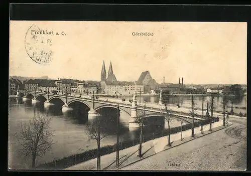 AK Frankfurt a. O., Teilansicht mit Oderbrücke