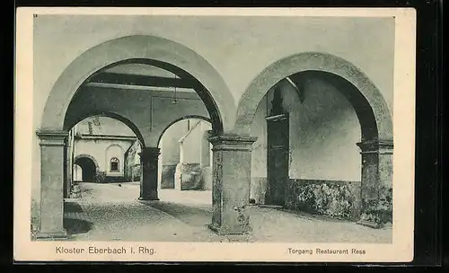 AK Eberbach i. Rhg., Kloster, Torgang Restaurant Ress
