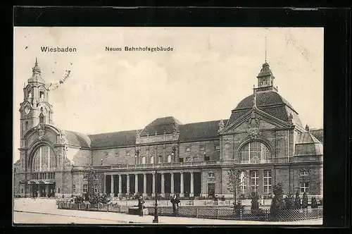 AK Wiesbaden, neues Bahnhofsgebäude