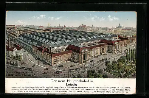 AK Leipzig, Blick auf den gesamten neuen Hauptbahnhof