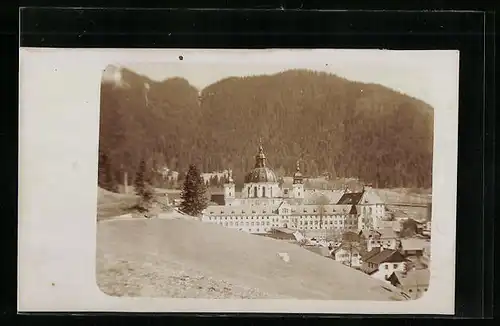 Foto-AK Ettal, Panoramablick auf das Kloster