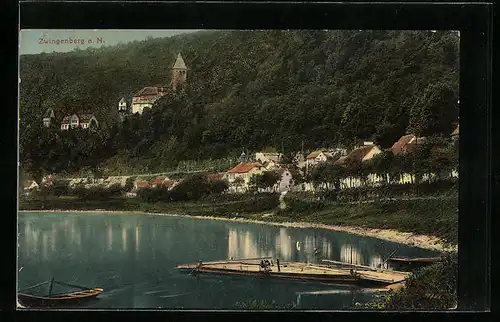 AK Zwingenberg a. N., Teilansicht mit Schloss