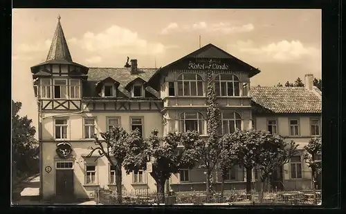 AK Finsterbergen / Thür. Wald, Volkshaus Hotel zur Linde