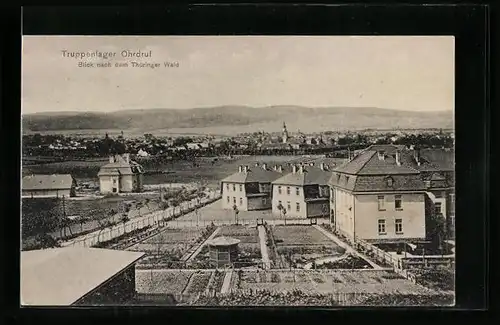 AK Ohrdruf, Truppenlager, Blick nach dem Thüringer Wald