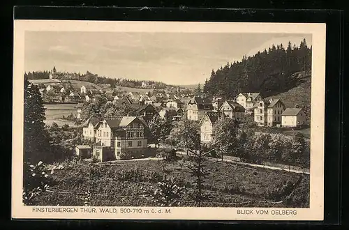 AK Finsterbergen / Thür. Wald, Panoramablick vom Oelberg