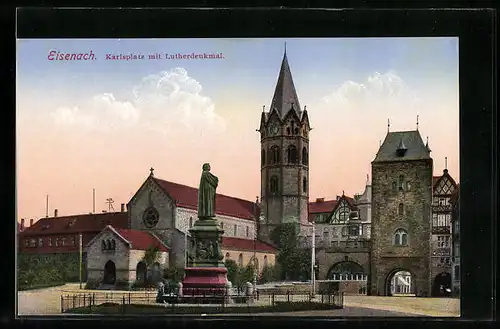 AK Eisenach, Karlsplatz mit Lutherdenkmal