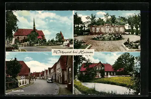 AK Witzwort bei Husum, Kirche, Hauptstrasse, Ehrenmal