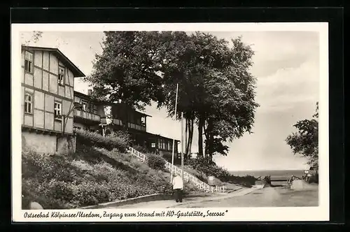 AK Kölpinsee / Usedom, Zugang zum Strand mit Ho-Gaststätte Seerose