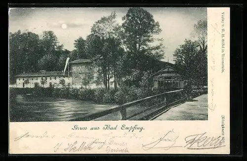 AK Bad Empfing, Gebäudepartie am Wasser