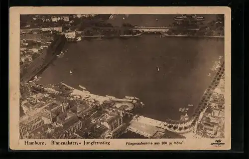 AK Hamburg-Neustadt, Binnenalster und Jungfernstieg aus dem Flugzeug gesehen