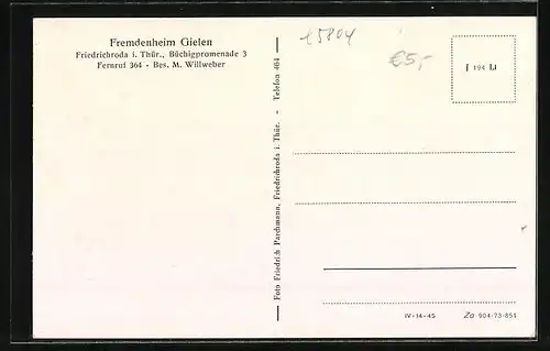 AK Friedrichroda i. Thür., Gasthaus Gielen, Bes. M. Willweber