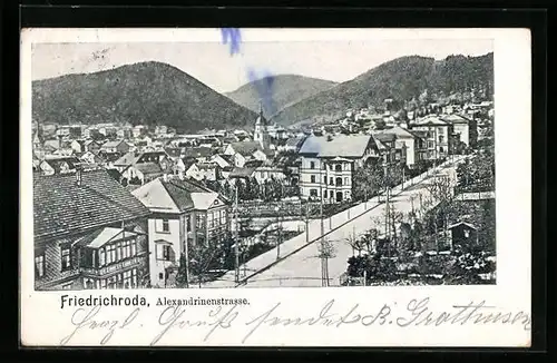 AK Friedrichroda, Teilansicht mit Alexandrinenstrasse