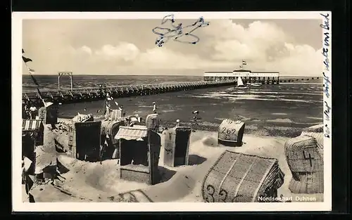 AK Duhnen / Nordseebad, Strand und Seebrücke