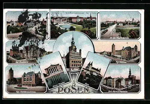 AK Posen, Dom, Rathaus, Schloss, Neues Theater
