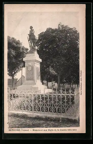 AK Béthines, Monument aux Morts de la Guerre 1914-18