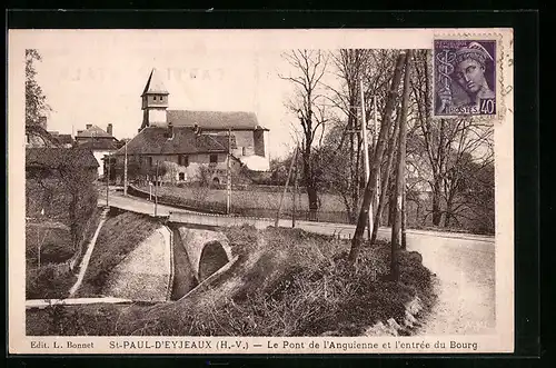 AK St-Paul-d'Eyjeaux, le Pont de l'Anguienne et l'entrée du Bourg