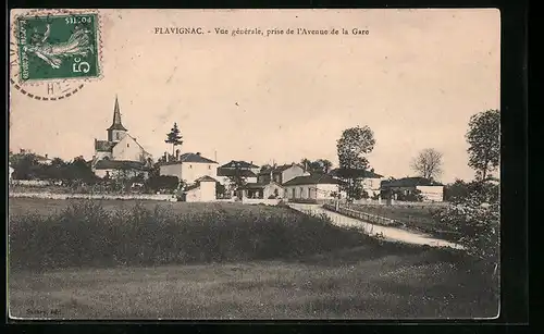 AK Flavignac, Vue générale, prise de l'Avenue de la Gare