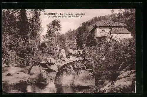 AK St-Junien, la Glane pittoresque Cascade au Moulin Pénicaut