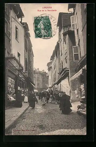 AK Limoges, Rue de la Boucherie, Strassenpartie