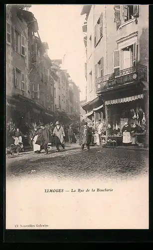 AK Limoges, La rue de la Boucherie, Strassenpartie