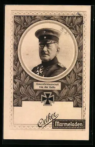 AK Heerführer Generalfeldmarschall von der Goltz, Reklame für Oetker Marmeladen