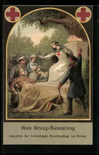 AK Krankenschwestern versorgen Verwundete, Rotes Kreuz 1914