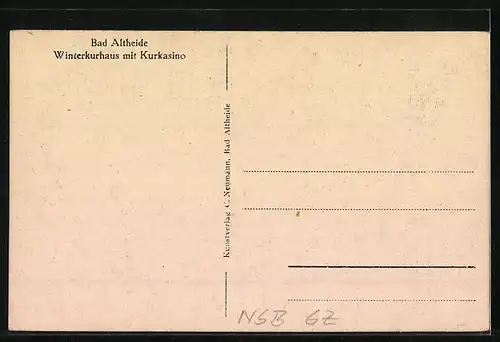 AK Bad Altheide, Winterkurhaus mit Kurkasino