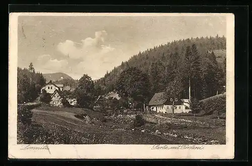 AK Lomnitz, Teilansicht mit Försterei