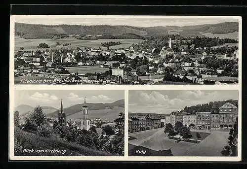 AK Friedland /Bez. Breslau, Gesamtansicht, Blick vom Kirchberg, Ring