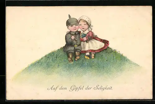 AK Auf dem Gipfel der Seligkeit, Kleiner Soldat mit einem Mädchen