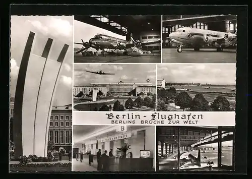 AK Berlin, Flughafen, Flugzeug der Air France, Denkmal