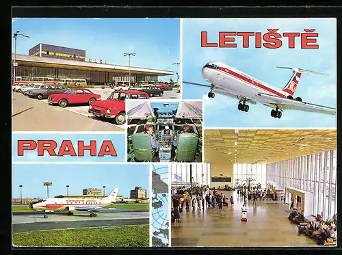 AK Praha, Flughafen, Innenansicht, Flugzeug in der Luft