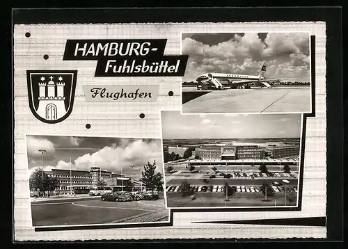 AK Hamburg-Fuhlsbüttel, Flughafen, Flugzeug der Lufthansa