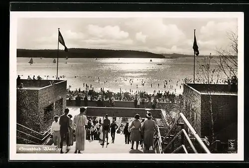 AK Berlin-Wannsee, Strandbad mit Besuchern