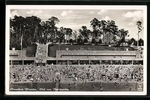 AK Berlin-Wannsee, Blick vom rettungssteg auf das Strandbad
