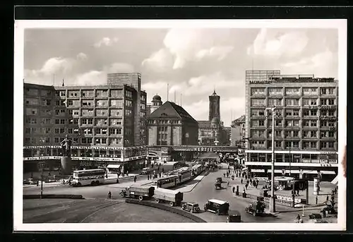 AK Berlin, Alexanderplatz mit Strassenbahnen