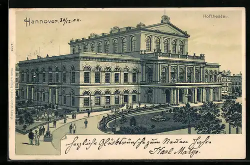 Lithographie Hannover, Hoftheater mit Anlagen