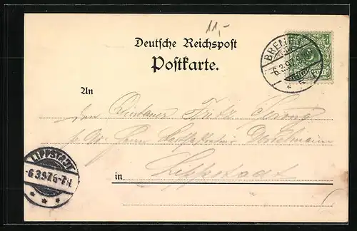 Lithographie Bremen, Rathaus mit Pferdebahn