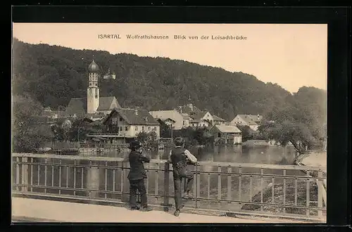 AK Wolfrathshausen, Blick von der Loisachbrücke